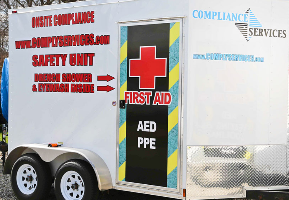 A Compliance Services first aid trailer